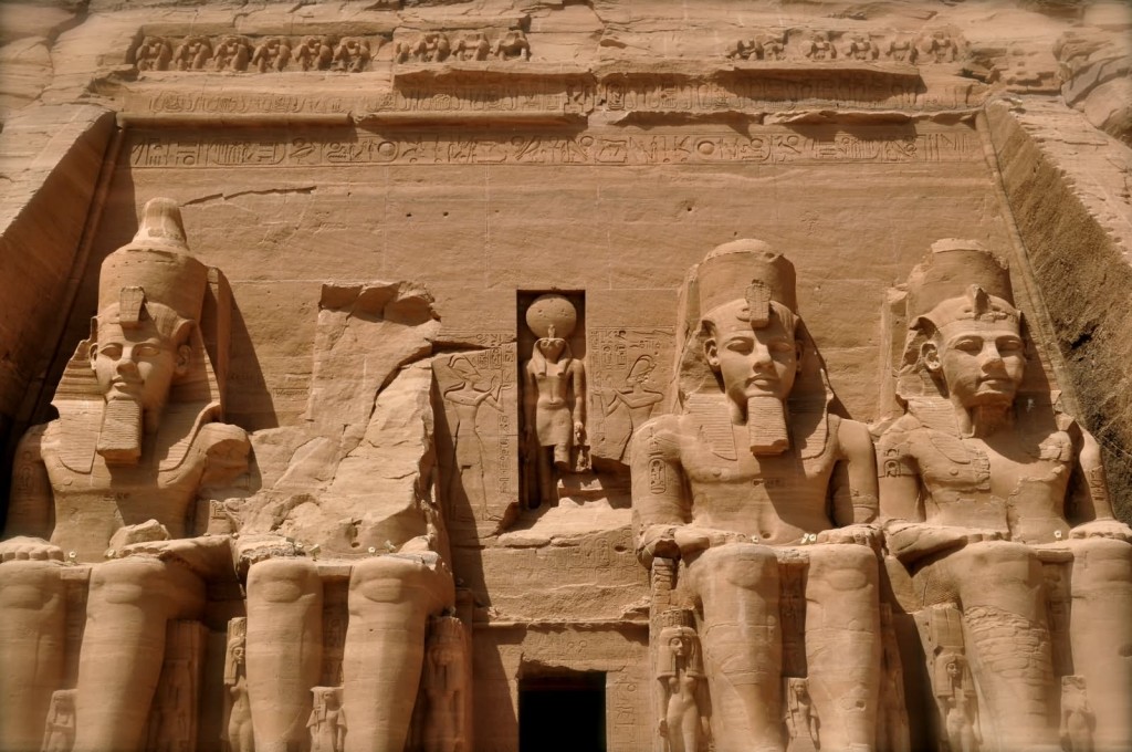 The Ramsess II Statues at Main Entrance to Abu Simbel Temple in Egypt